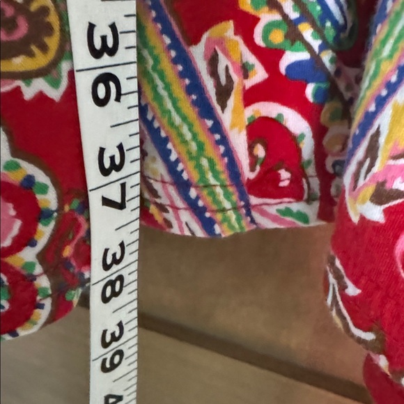 Lauren Ralph Lauren Red Paisley Ruffle Front Dress Womens M Cotton Preppy party - Picture 6 of 7